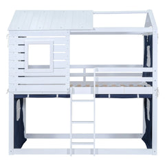 Bellemave® Wood House Bunk Bed with Tent Bellemave®