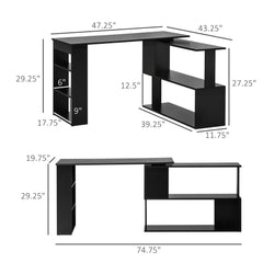 Bellemave® L-Shaped Corner Desk with Storage Shelves Bellemave®