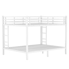 Bellemave® Queen Over Queen Bunk Beds for Adults,Heavy Duty Adult Bunk Beds,Metal Bunk Bed Queen Size with 2 Ladders,Noise-Free,White