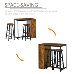 Bellemave® 3 Piece Industrial Dining Table Set, Counter Height Bar Table & Stools with Storage Shelf