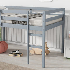 Bellemave® Twin Size Wooden Loft Bed with Ladder, Bed Platform of Strengthened Slats