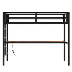 Bellemave® Metal Loft Bed with Power Outlet and LED Lighted