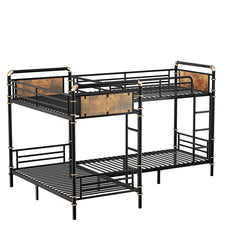 Bellemave® Twin Size Heavy Duty Metal Bunk Bed, Detachable Triple Bunk Bed, Can Be Divided Into 3 Twin Size Beds