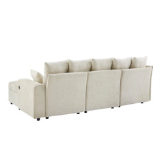 Bellemave® 96.45" Modular Sofa Couch with Three USB Ports, a Removable Storage Ottoman and Five Back Pillows Bellemave®