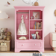 Bellemave® Open Children's Wardrobe with a Hanging Rod and Open Shelves, One Large Drawer