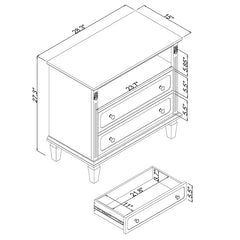 Bellemave® Open Space and 2 Drawers Dresser Nightstand with Charging Station