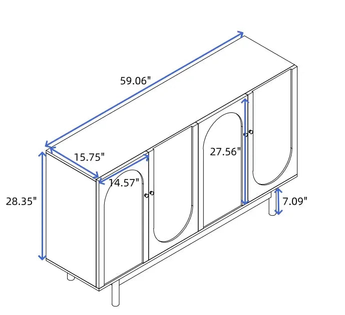 Bellemave® Stylish and Functional 4-Door Intaglio Storage Cabinet with Solid Wood Legs and Pulls Bellemave®