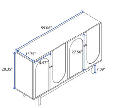 Bellemave® Stylish and Functional 4-Door Intaglio Storage Cabinet with Solid Wood Legs and Pulls Bellemave®