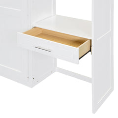 Bellemave® Full Size Wall Murphy Bed with Desk, Top Cabinet and Storage Shelves