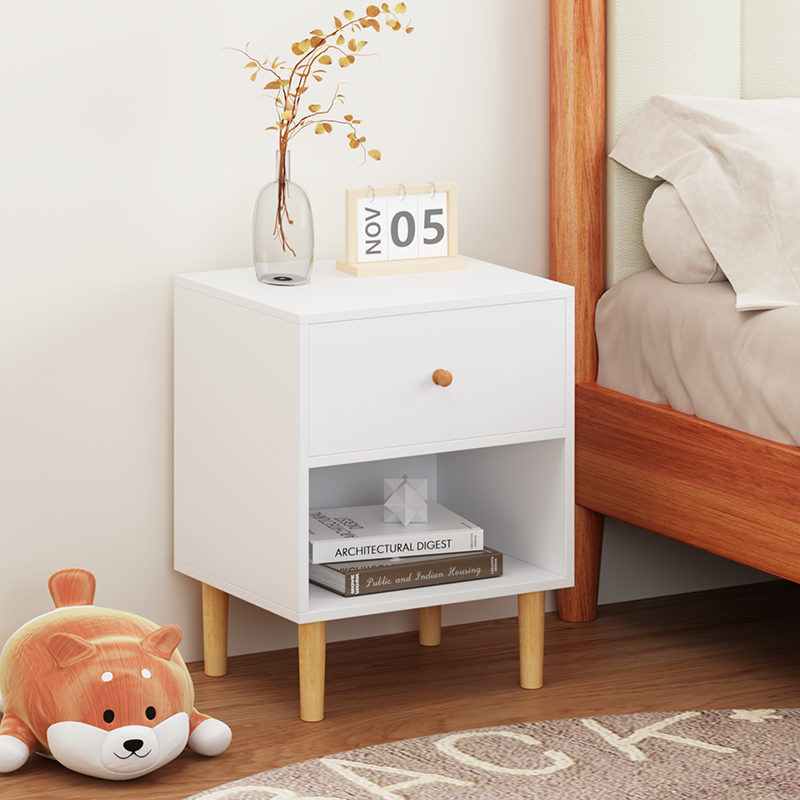 Bellemave® Wooden Nightstand with One Drawer One Shelf