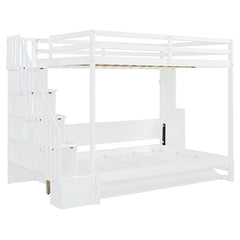 Full Size Murphy Bed with Hydraulic Lift & Desk Design, Convertible Bunk Bed & Loft Bed