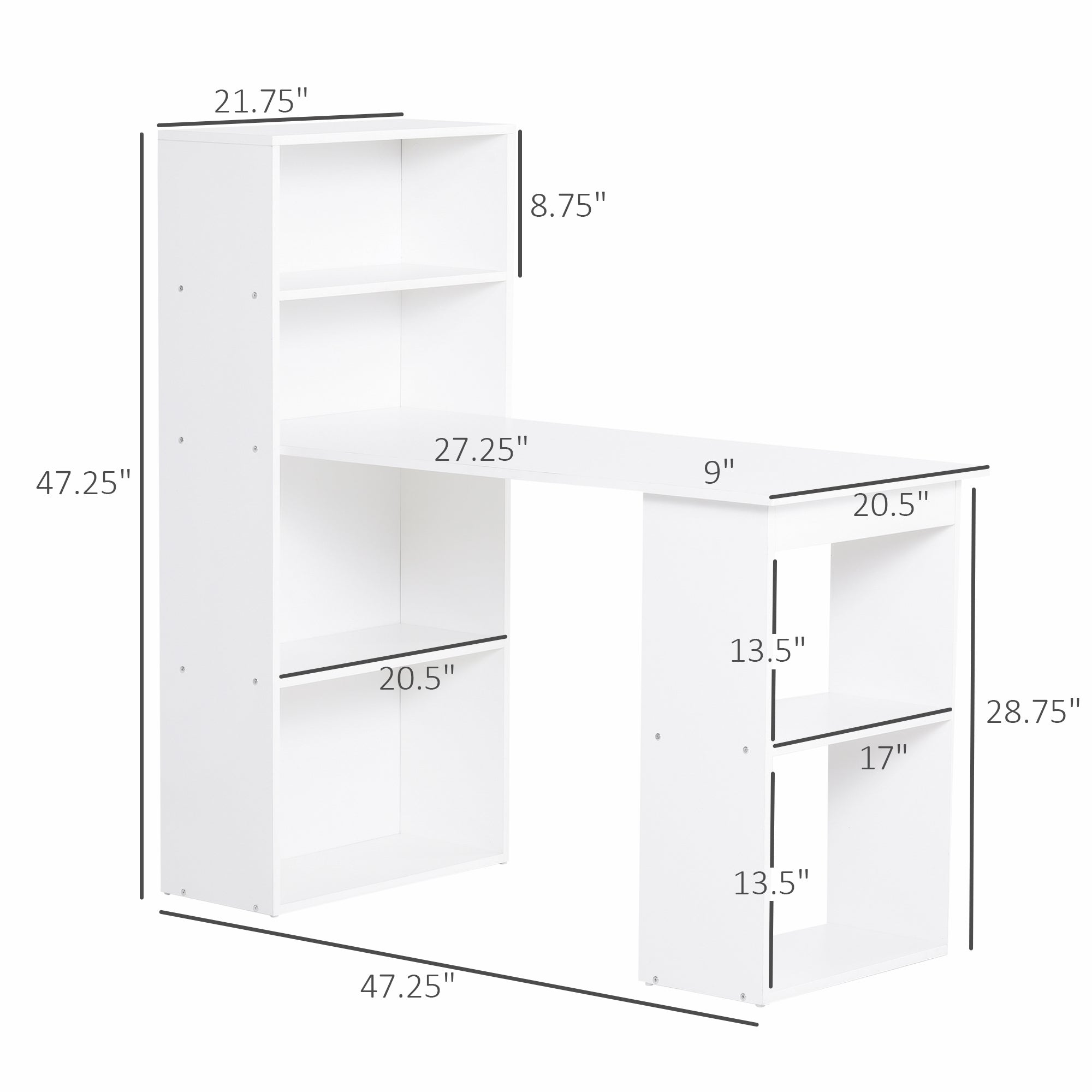 Bellemave® Modern Home Office Desk with 6-Tier Storage Shelves Bellemave®