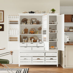 Bellemave® Large Kitchen Storage Cabinet Cupboard with 10 Drawers,8 Door Shelves and 4 Pull-Out Trays