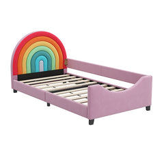 Bellemave® Twin Size Rainbow Upholstered Daybed,Cute Style Princess Bed