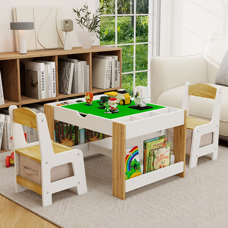 Bellemave® Kids 2 in 1 Play Table & 2 Chairs Set,with 7 Storage Compartments