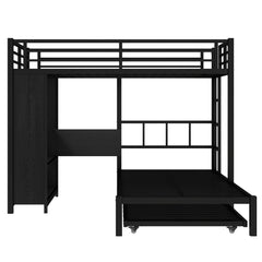 Bellemave®  Metal Bunk Bed with Built-in Wardrobe, Trundle & Desk for Kids, Teens, Adults, Black Bellemave®
