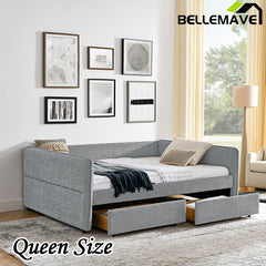 Bellemave® Queen Size Upholstered Tufted Daybed with Two Drawers