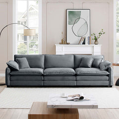 Bellemave® 115.34" Modern 3-Seater Sectional Sofa with 2 Arm Pillows and 3 Throw Pillows