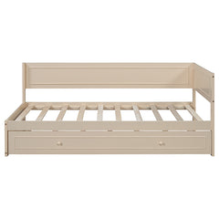 Bellemave® Twin Size Wood Daybed with Trundle and Guardrail