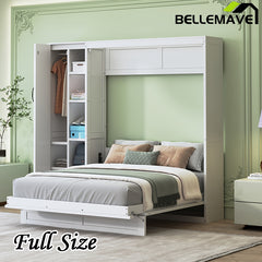 Bellemave® Murphy Bed Wall Bed with Shelves, Drawers and LED Lights