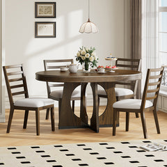 Bellemave® 5-Piece Retro Rustic Functional Dining Set, 1 Extendable Table with a 16" Leaf and 4 Upholstered Chairs