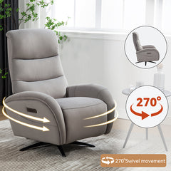 Bellemave® Dual Motor 270° Swivel Power Recliner Chair With Heavy Duty Motion Mechanism, USB and Type-C Charging Ports.