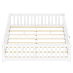 Bellemave® Queen Size Montessori Floor Bed with Safety Guardrails and Door