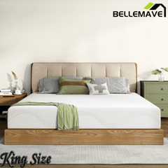 Bellemave® 10" Twin Memory Foam Mattress with Cooling Green Tea Gel & Charcoal, Breathable Knit Cover, CertiPUR - US Certified, Mattress in a Box, Soft Support, White - Bellemave