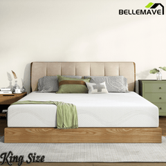 Bellemave® 10" Twin Memory Foam Mattress with Cooling Green Tea Gel & Charcoal, Breathable Knit Cover, CertiPUR - US Certified, Mattress in a Box, Soft Support, White - Bellemave