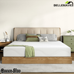 Bellemave® 10" Twin Memory Foam Mattress with Cooling Green Tea Gel & Charcoal, Breathable Knit Cover, CertiPUR - US Certified, Mattress in a Box, Soft Support, White - Bellemave