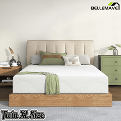 Bellemave® 10" Twin Memory Foam Mattress with Cooling Green Tea Gel & Charcoal, Breathable Knit Cover, CertiPUR - US Certified, Mattress in a Box, Soft Support, White - Bellemave