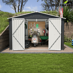 Bellemave® 10' x 10' Metal Storage Shed for Outdoor, Steel Yard Shed with Design of Lockable Doors - Bellemave
