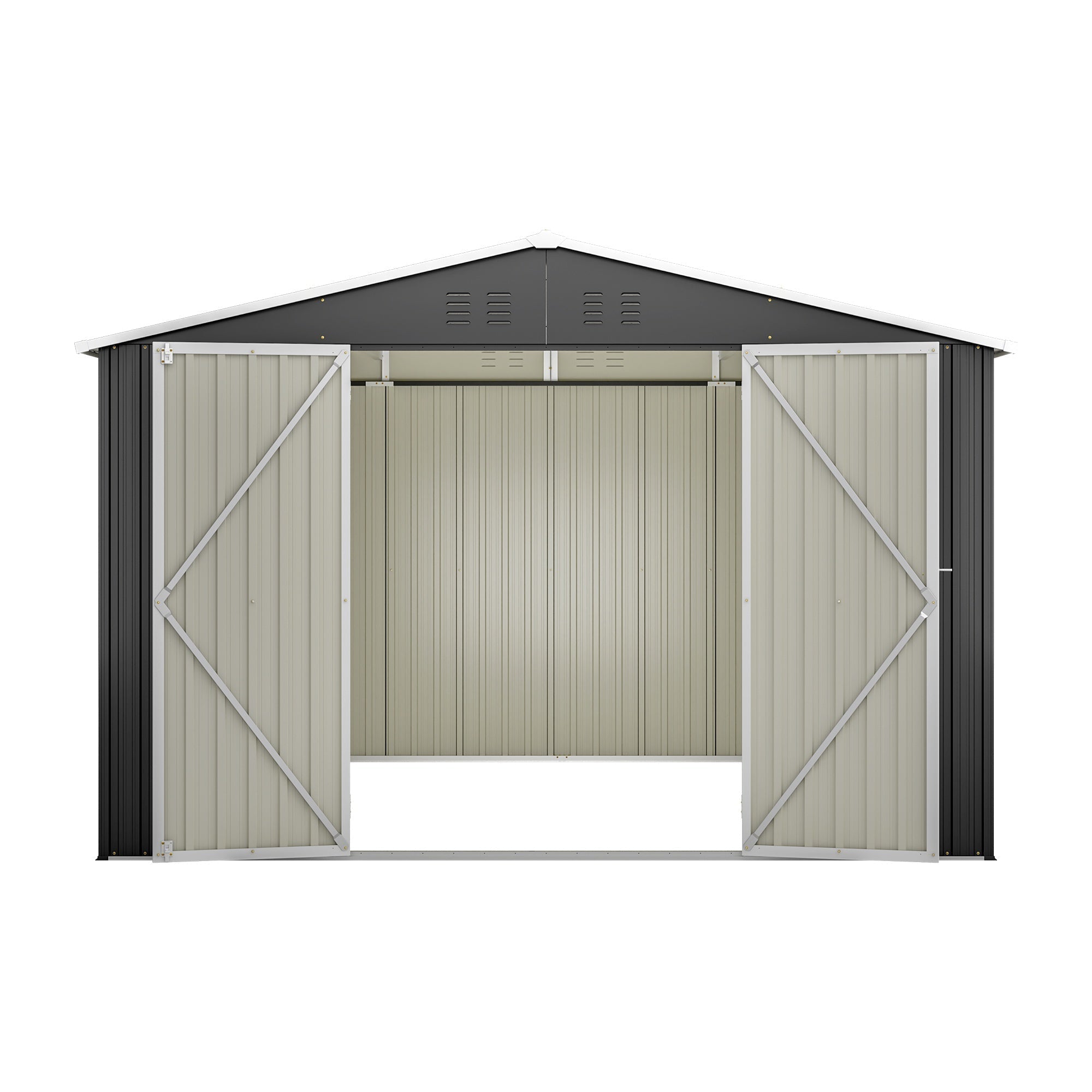 Bellemave® 10' x 10' Metal Storage Shed for Outdoor, Steel Yard Shed with Design of Lockable Doors - Bellemave