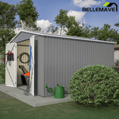 Bellemave® 10' x 10' Metal Storage Shed for Outdoor, Steel Yard Shed with Design of Lockable Doors - Bellemave