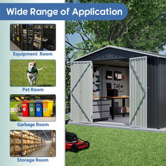 Bellemave® 10' x 10' Metal Storage Shed for Outdoor, Steel Yard Shed with Design of Lockable Doors - Bellemave