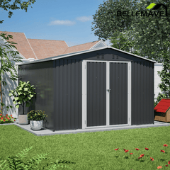 Bellemave® 10' x 10' Metal Storage Shed for Outdoor, Steel Yard Shed with Design of Lockable Doors - Bellemave