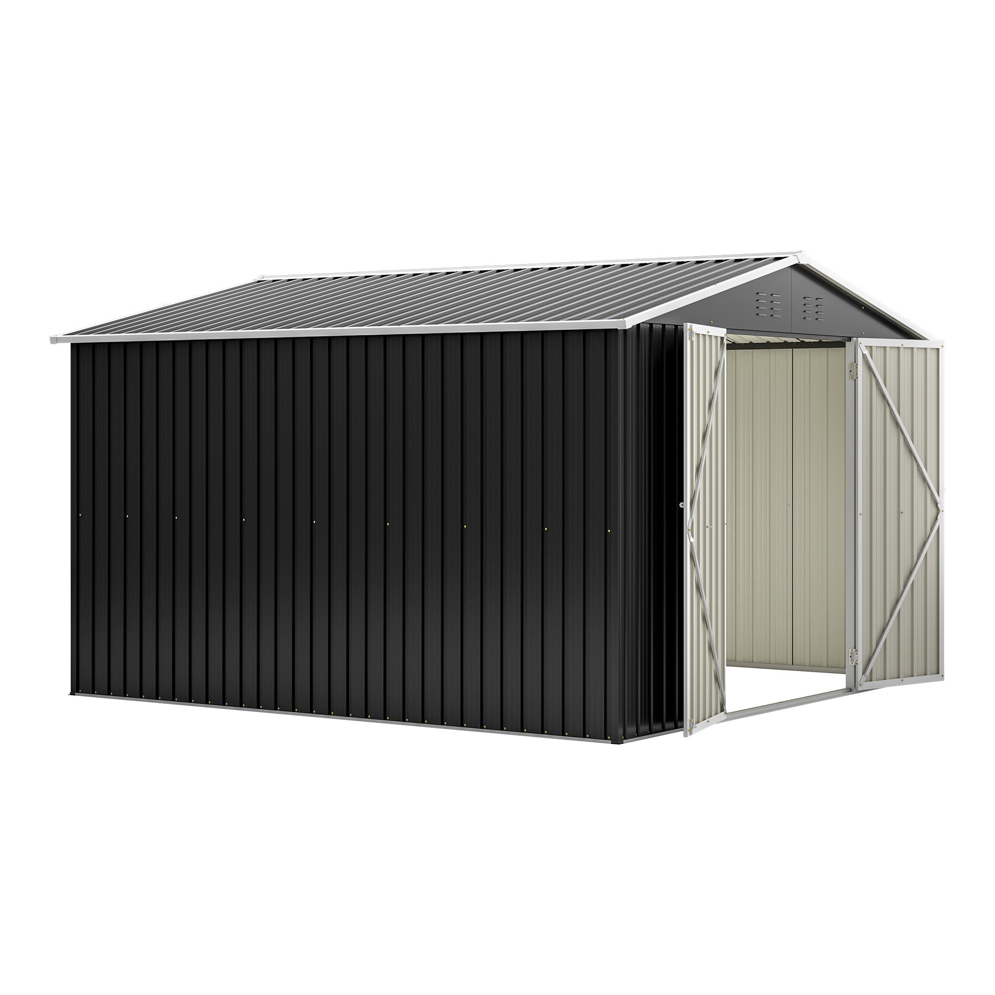 Bellemave® 10' x 10' Metal Storage Shed for Outdoor, Steel Yard Shed with Design of Lockable Doors - Bellemave