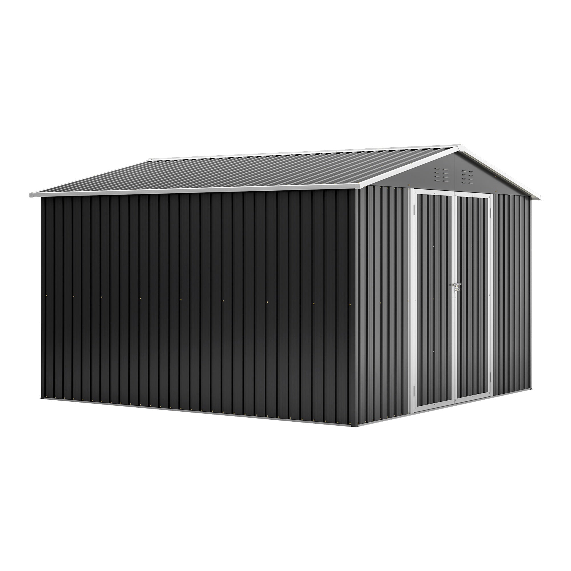 Bellemave® 10' x 10' Metal Storage Shed for Outdoor, Steel Yard Shed with Design of Lockable Doors - Bellemave