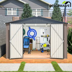 Bellemave® 10' x 10' Metal Storage Shed for Outdoor, Steel Yard Shed with Design of Lockable Doors - Bellemave