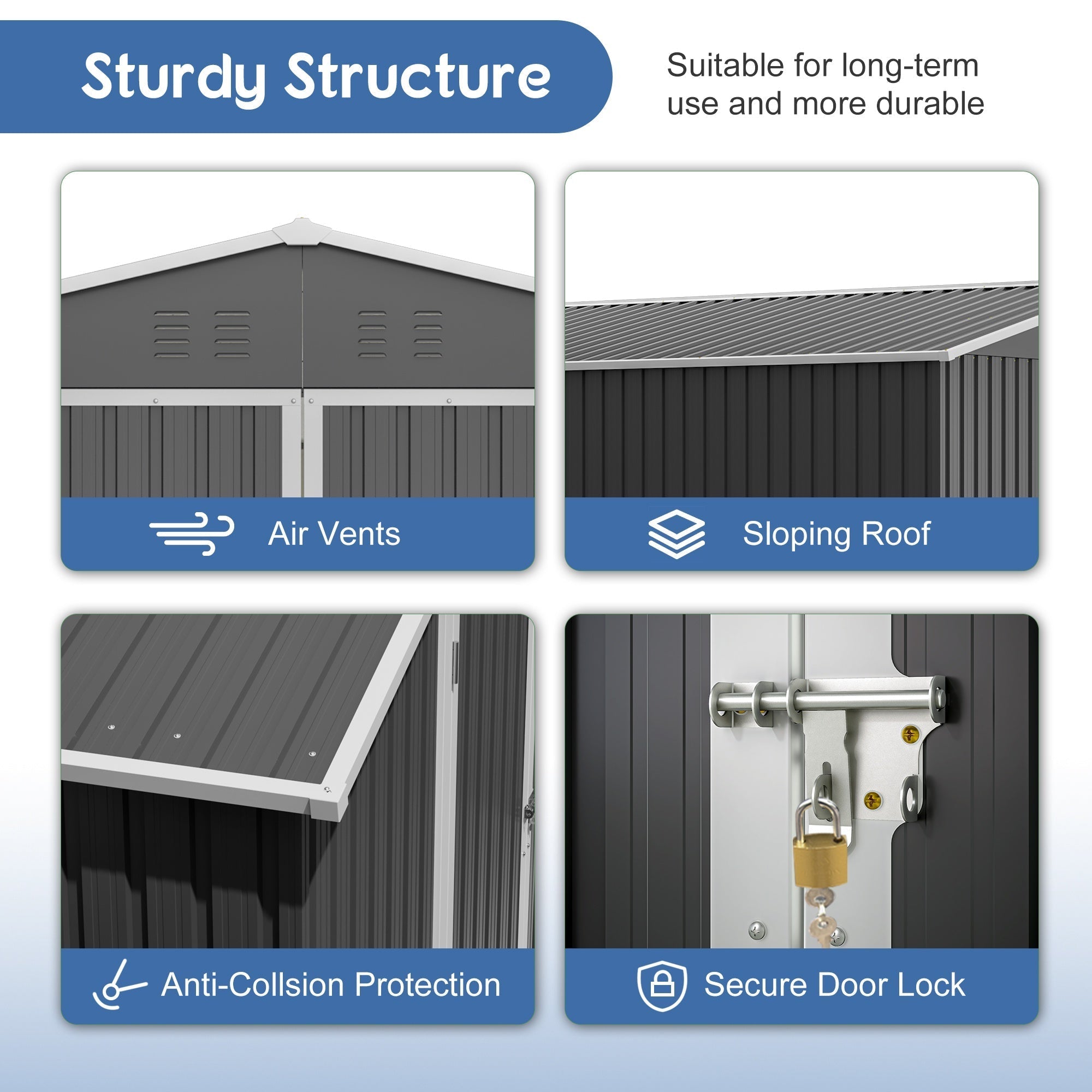 Bellemave® 10' x 10' Metal Storage Shed for Outdoor, Steel Yard Shed with Design of Lockable Doors - Bellemave
