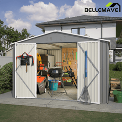 Bellemave® 10' x 10' Metal Storage Shed for Outdoor, Steel Yard Shed with Design of Lockable Doors - Bellemave