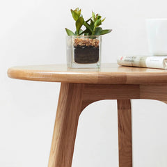 Bellemave® 100% Natural Solid Oak Wood Round End Table - Bellemave