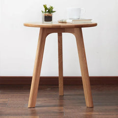 Bellemave® 100% Natural Solid Oak Wood Round End Table - Bellemave