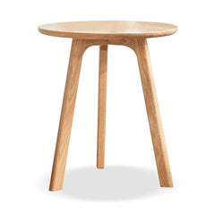 Bellemave® 100% Natural Solid Oak Wood Round End Table - Bellemave