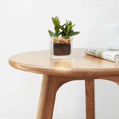 Bellemave® 100% Natural Solid Oak Wood Round End Table - Bellemave
