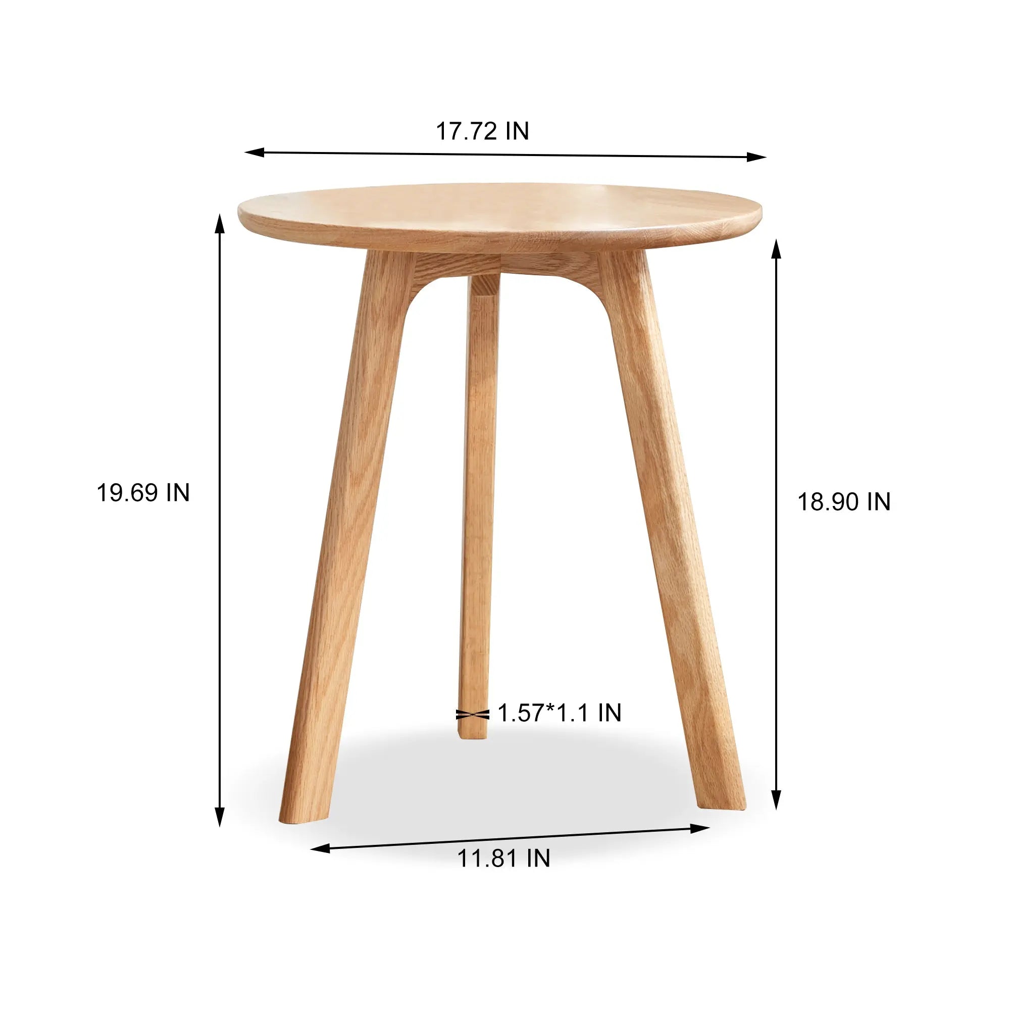 Bellemave® 100% Natural Solid Oak Wood Round End Table - Bellemave