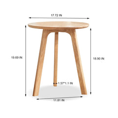 Bellemave® 100% Natural Solid Oak Wood Round End Table - Bellemave