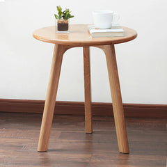 Bellemave® 100% Natural Solid Oak Wood Round End Table - Bellemave