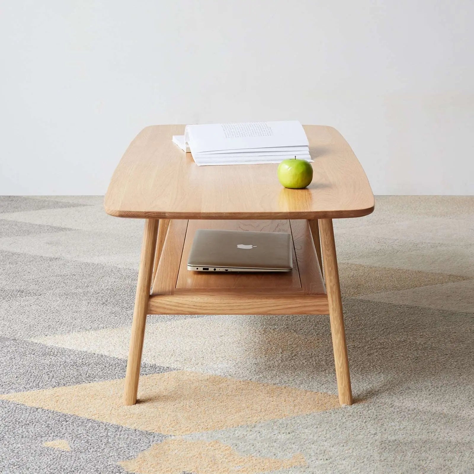 Bellemave® 100% Solid Wood Center Table Low Table with Storage Shelf - Bellemave
