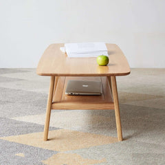 Bellemave® 100% Solid Wood Center Table Low Table with Storage Shelf - Bellemave